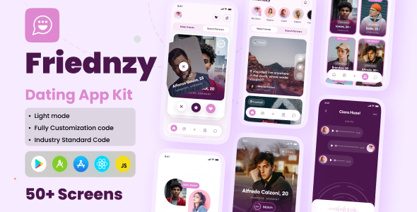 Friendzy – Dating App React Native CLI Ui Kit Nulled