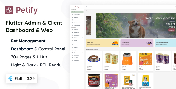Petify – Flutter 3 Admin & Dashboard Kit Nulled