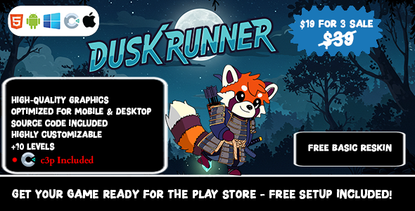 Dusk Runner – Construct 3 Game Review: HTML5 AdMob Nulled