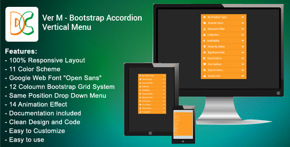 Ver M – Bootstrap Accordion Vertical Menu
