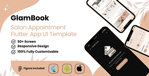 GlamBook – Salon Appointment Flutter App UI Template(Figma