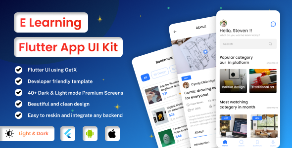 E Learning Flutter App Template Review: iOS/Android Nulled