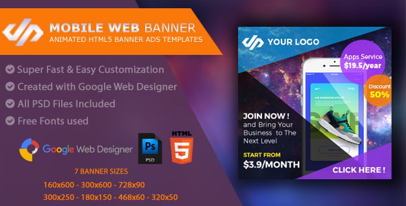 HTML5 Mobile Web – GWD – 7 Sizes