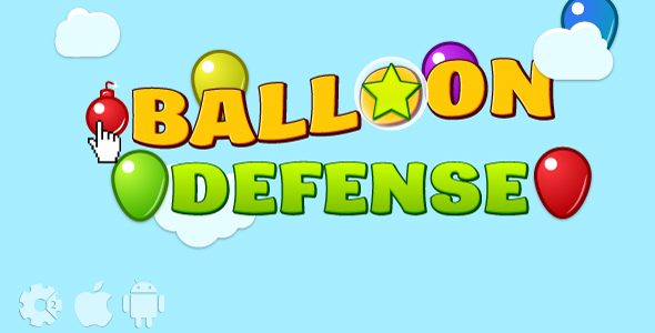 Balloon defense – HTML5 game. Construct2 (.capx) + mobile + cocoon ADS