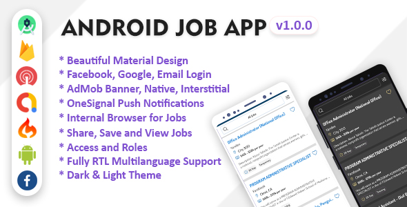 Android Job App with Facebook and Google login Review Nulled