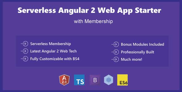Serverless Angular 2 – Bootstrap 4 Web App Template Starter with Membership