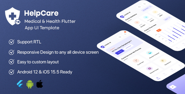 HelpCare – Medical & Health Flutter App UI Template Nulled