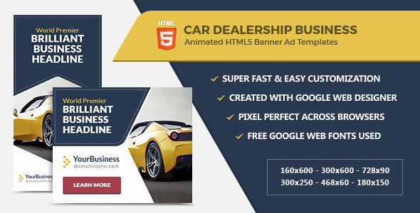 Car Dealership Banner Ads – HTML5 GWD Templates