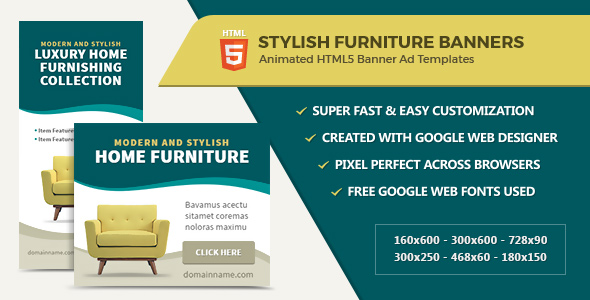 Furniture Home Decor Banner Ads – HTML5 GWD